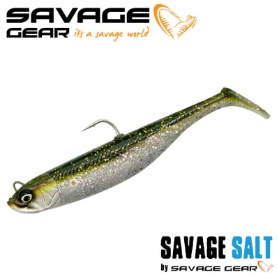 SG Savage Minnow 10cm 20g Sinking Green Silver 2+1
