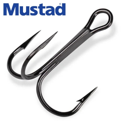 Mustad Round Treble Hooks #14 Black Nickel 10pcs