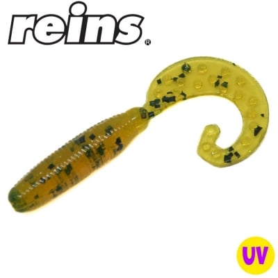 Reins Fat G Tail Grub 2.0 - 429 Motor Oil Pepper 20pcs