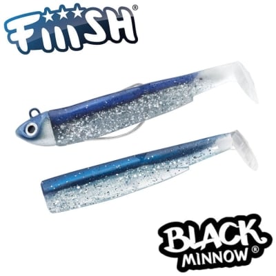Fiiish Black Minnow No2.5 Combo: Jig Head 12g + 2 Lure Bodies 10.5cm - Barracuda Blue