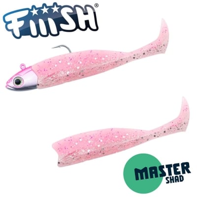 Fiiish Master Shad No4 Combo: Jig Head 21g + 2 Lure Bodies 10cm - Neon Pink