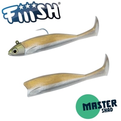 Fiiish Master Shad No4 Combo: Jig Head 15g + 2 Lure Bodies 10cm - Kaki