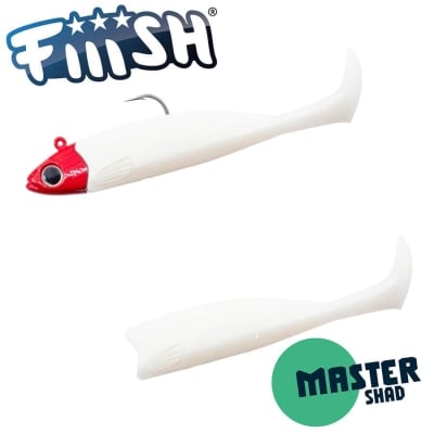 Fiiish Master Shad No3 Combo: Jig Head 6g Red + 2 Lure Bodies 7.5cm - White Coco