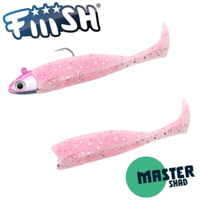 Fiiish Master Shad No3 Combo: Jig Head 6g + 2 Lure Bodies 7.5cm - Neon Pink