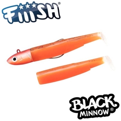 Fiiish Black Minnow No4 Combo: Jig Head 60g + 2 Lure Bodies 14cm - Orange Glow