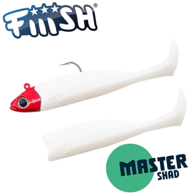 Fiiish Master Shad No3 Combo: Jig Head 9g Red + 2 Lure Bodies 7.5cm - White Coco