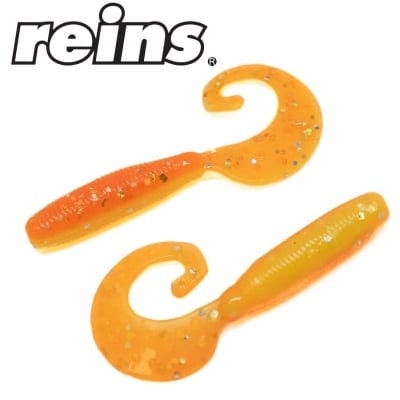 Reins Fat G Tail Grub 2.0 - B49 Chika Orange/Chartreuse Silver Glitter 16pcs