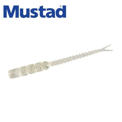 Mustad Aji Worm Bachi-Bachi 2inch 001 Clear Rainbow Glitter