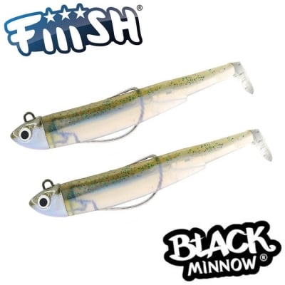 Fiiish Black Minnow No3 Double Combo: 2 Jig Heads 18g + 2 Lure Bodies 12cm - Green Phantom