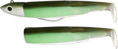 Fiiish Black Minnow No5 Combo: Jig Head 90g + 2 Lure Bodies 16cm - Kaki Glow