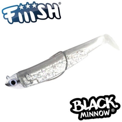 Fiiish Black Minnow No3 Double Combo: 2 Jig Heads 12g + 2 Lure Bodies 12cm - Dutch Silver Flash + Rattle