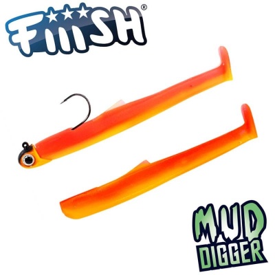 Fiiish Mud Digger Combo: Jig Head 10g Kaki + 2 Lure Bodies 9cm