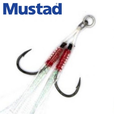Mustad Micro Worm Double Jigging Assist Rig #4 Glow 2pcs