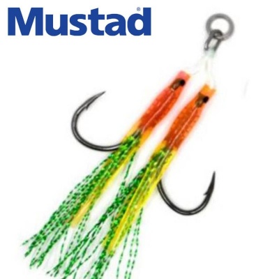Mustad Micro Worm Double Jigging Assist Rig #4 Orange 2pcs