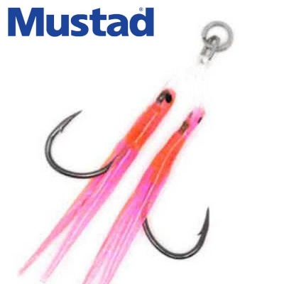 Mustad Micro Worm Double Jigging Assist Rig #4 Pink  2pcs