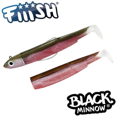 Fiiish Black Minnow No4 Combo: Jig Head 40g + 2 Lure Bodies 14cm - Pink