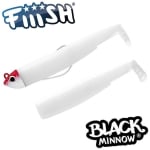 Fiiish Black Minnow No2.5 Combo: Jig Head Red 8g + 2 Lure Bodies 10.5cm - White