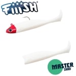 Fiiish Master Shad No4 Combo: Jig Head 15g Red + 2 Lure Bodies 10cm - White Coco