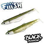 Fiiish Black Minnow No1 Double Combo: 2 Jig Heads 6g + 2 Lure Bodies 7cm - Kaki - Kaki/Gliter